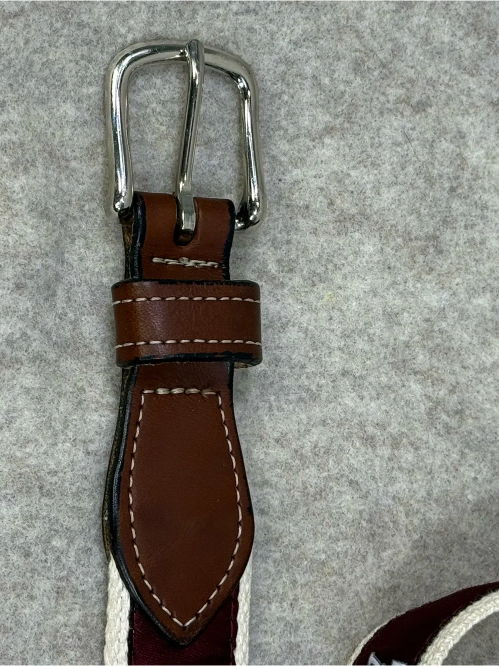 Texas A&M Brown Leather Belt with Maroon A&M Logo detail and Silver Buckle Sz 26
